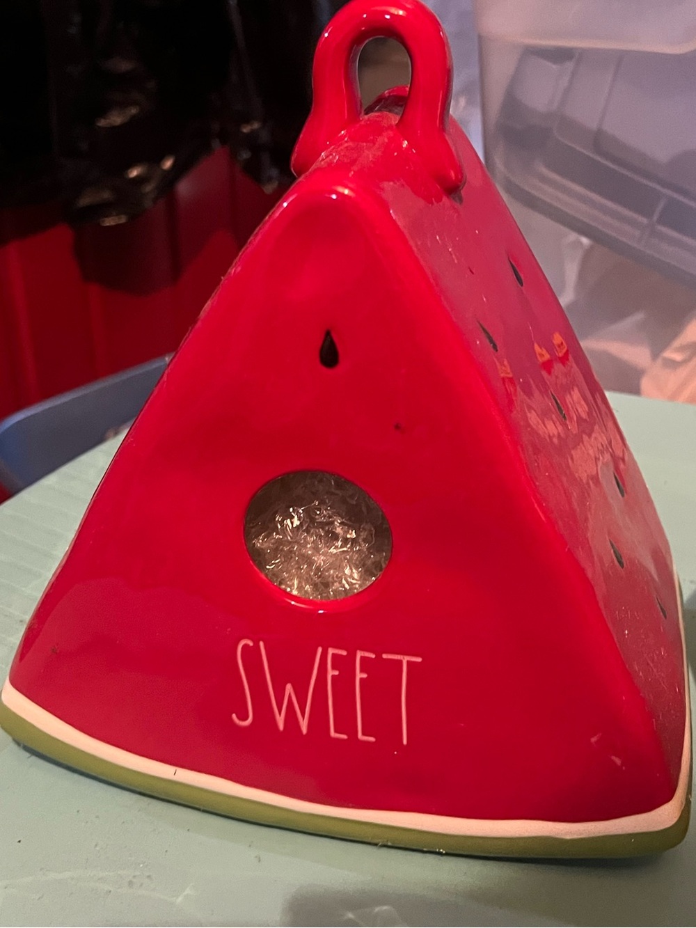 Rae Dunn Red Watermelon-Themed Ceramic Birdhouse